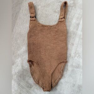 Hunza G Brown Knit Kids Bodysuit